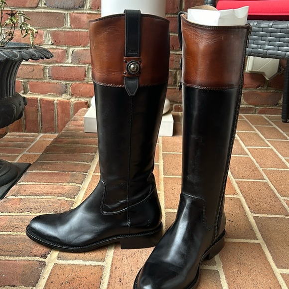 Frye Jayden Tall Two Tone Button Leather Boots - Picture 1 of 4